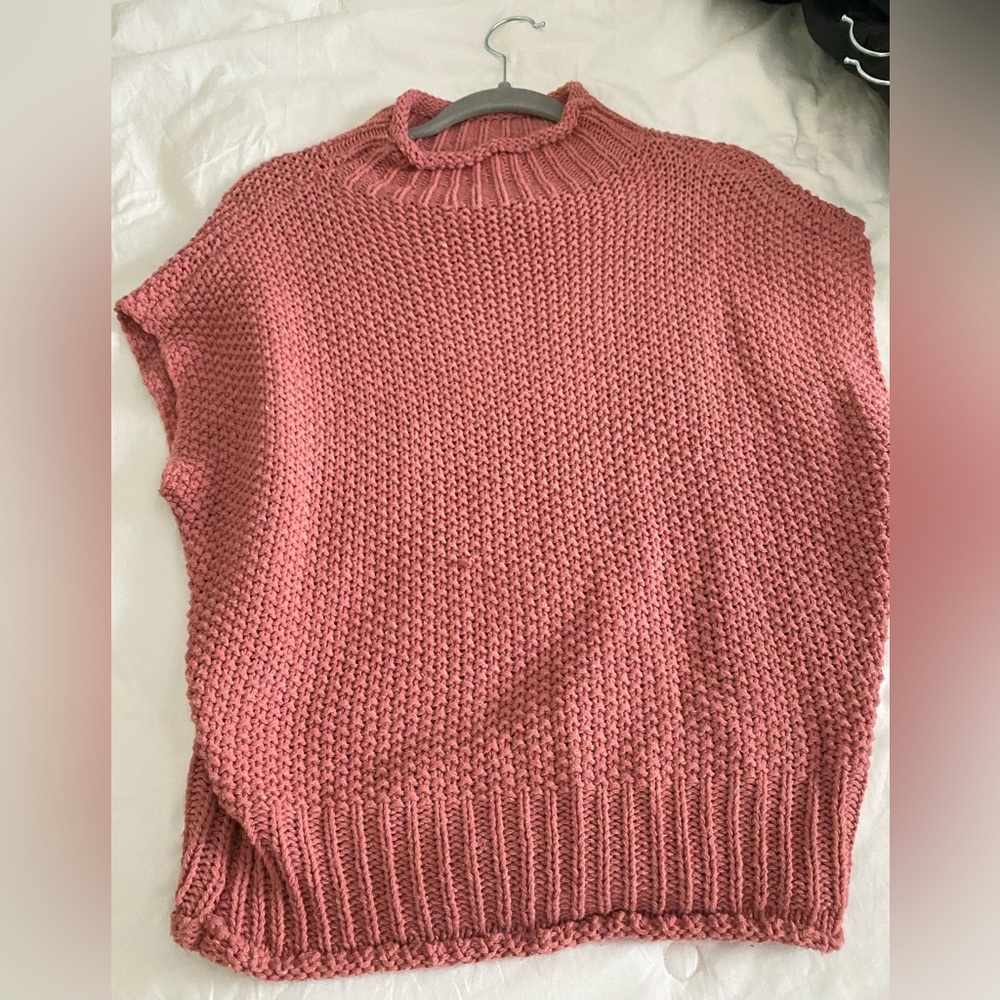 rose pink short sleeve sweater